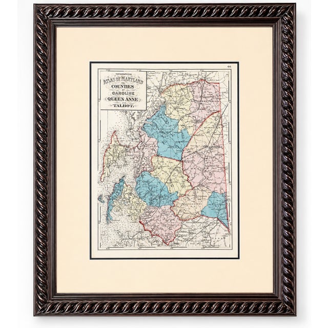Queen Anne Talbot, Queen Anne & Caroline | Original 1873 Maryland Counties Map – Stedman & Brown For Sale - Image 3 of 4