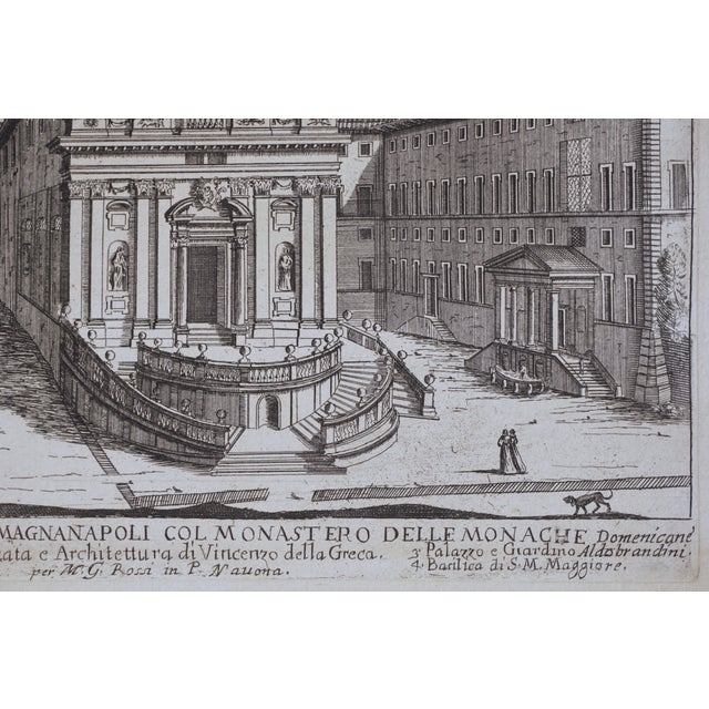 Antique Rome Architecture Engraving M G Rossi Angelicum San Sisto Nuovo Church Framed For Sale - Image 4 of 4