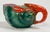Vintage Royal Bayreuth ceramic creamer with a deep emerald green shell body and vibrant red lobster handle. Unmarked by...