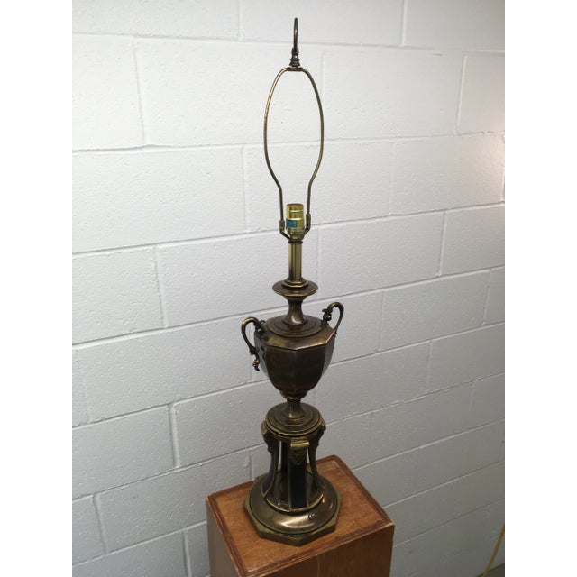 Stiffel Style Black Enamel & Bronze Finish Trophy-Urn Lamp For Sale - Image 13 of 13