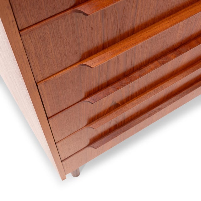 Vintage Danish Mid-Century Six-Drawer Teak Tallboy Dresser 1960s For Sale In San Francisco - Image 6 of 7