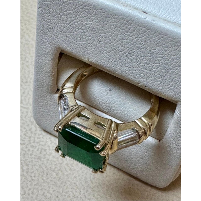 GIA Certified 3.41 Ct Octagonal Colombian Emerald & Diamond Ring 14K Yellow Gold For Sale - Image 10 of 18