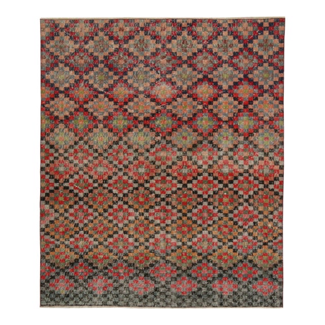 Vintage Zeki Müren Rug in Polychromatic Geometric Pattern - by Rug & Kilim For Sale