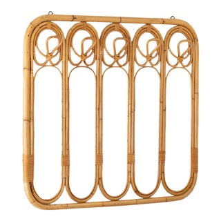 1960s Italian Bamboo and Rattan Wall Rack For Sale