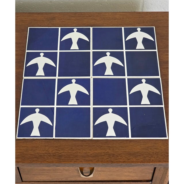 Brown 1950s Broyhill Brasilia Drop Leaf Bar With Tile Top For Sale - Image 8 of 12