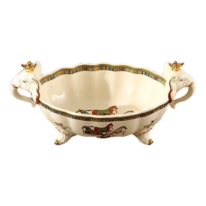 Vintage Ceramic Elephant-Shaped Gilded Painted Fruit Bowl - Southeast Asian Light Luxury Decor Accent