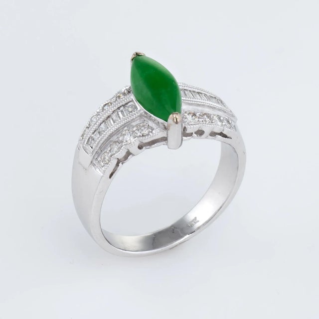 This is part of Chairish’s Fine Jewelry assortment. Elegant estate cocktail ring, crafted in 18 karat white gold. Cabochon...