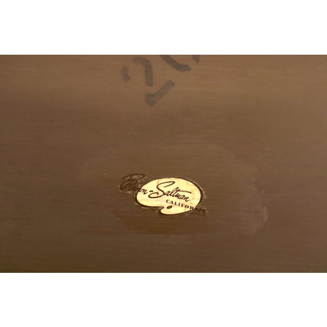 Brown Mid 20th Century Brown and Saltman Set of Three End Side Tables in Dark Oiled Walnut Art Tile Top For Sale - Image 8 of 13