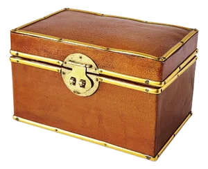 Vintage Chinese Leather & Brass Lidded Trinket Box