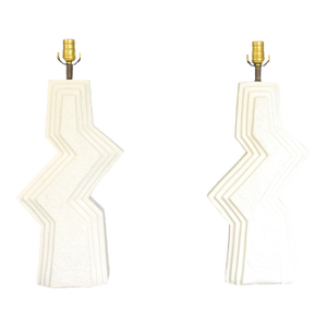 Post Modern Plaster Zig Zag Table Lamps, a Pair