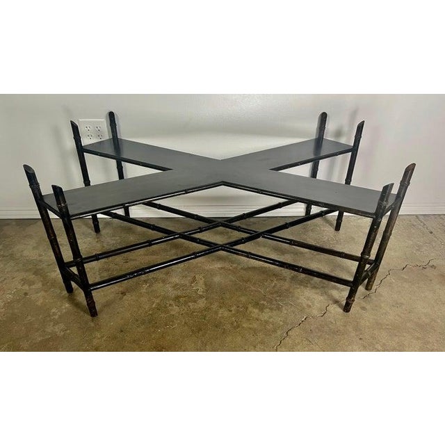 Antique Brass Tray Table on Black Chinoiserie Base, 20th Century For Sale - Image 17 of 18