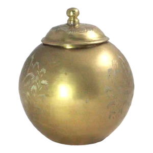 Vintage Chinese Etched Brass Lidded Jar/ Incense Burner