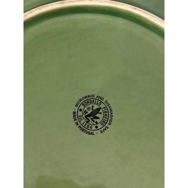 Vintage Bordallo Pinheiro Turkey Green Majolica Platter – Portuguese Ceramic Thanksgiving Serving Plate With Turkey, Oak Leaf & Acorn Relief For Sale - Image 9 of 9