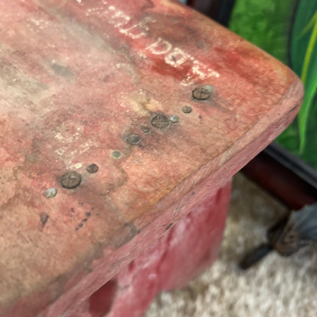 1970s Vintage Red Wooden Miniature Stool For Sale - Image 5 of 5