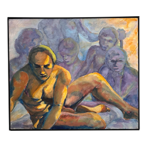 1970s Multi Figurative Painting, Framed