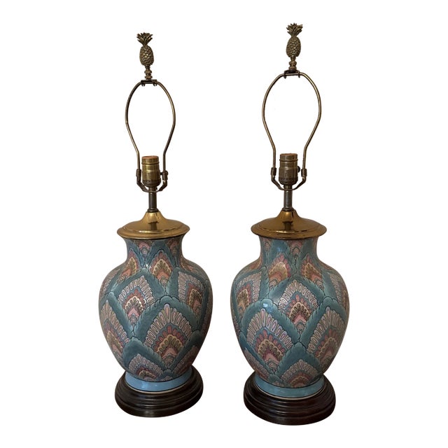 1970s Mid-Century Modern Heywood House Asian Vase Lamps ~ a Pair For Sale