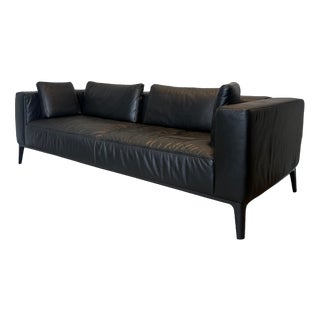 Indera 3-Seater Sofa in Black Leather For Sale