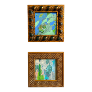 Pair of Blue Framed Mini Paintings by Jessalin Beutler
