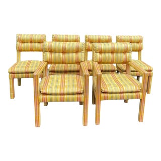 1970s Milo Baughman Style Parsons Dining Chairs - Set of 6 For Sale