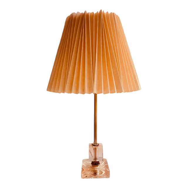 1950s Apricot Glass Table Lamp For Sale