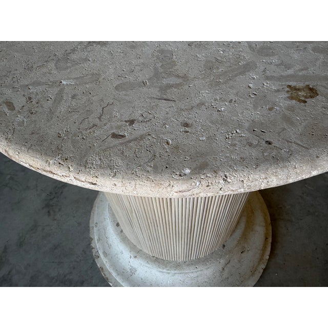 Vintage Coastal Coquina - Coral Stone & Rattan Pedestal Dining Table Base For Sale - Image 9 of 12