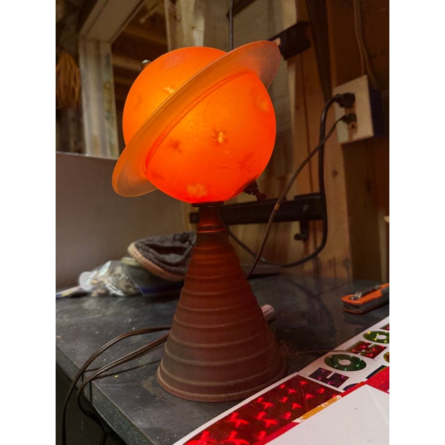 Art Deco 1939 Pink Salmon Worlds Fair Saturn Lamp For Sale - Image 3 of 4