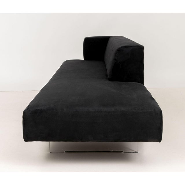 Black Vladimir Kagan "Omnibus" Black Suede Upholstered Sofa For Sale - Image 8 of 10