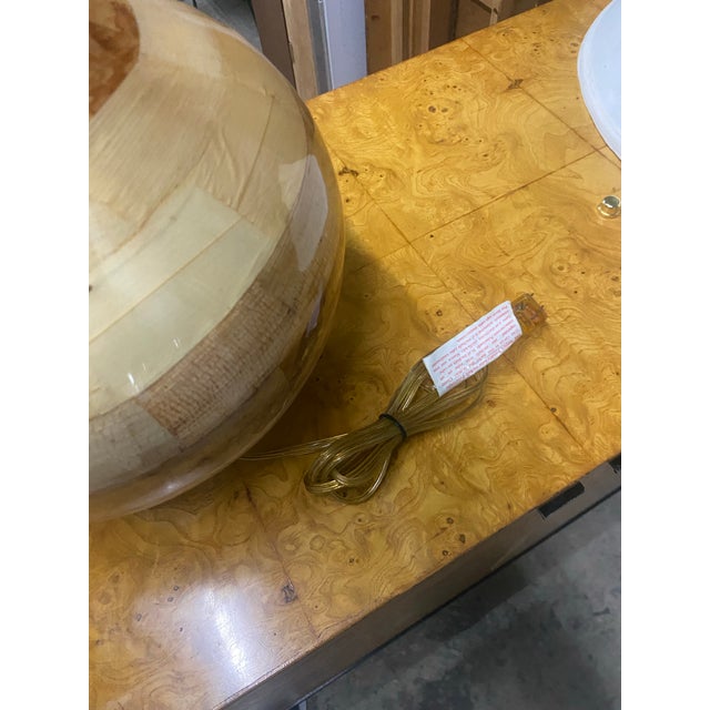 1980s Large Palm Frond Veneered Lamp For Sale In Miami - Image 6 of 12
