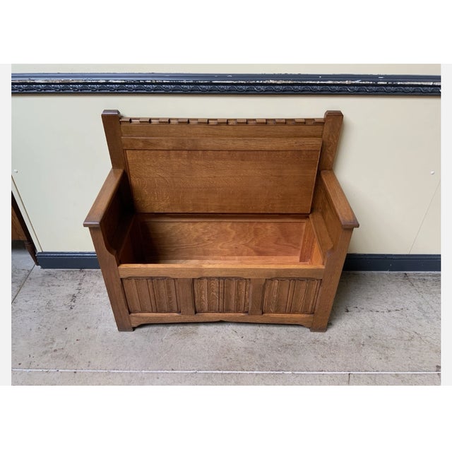 1950s Antique Breton Bench and Shoe Cabinet, 1950 For Sale - Image 5 of 9
