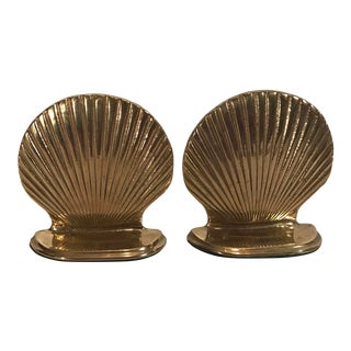 Vintage Brass Shell Bookends - a Pair For Sale