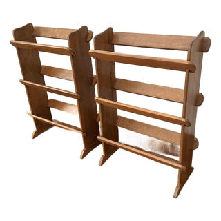 Mid-Century Arts & Crafts Three-Tier Wood Book Trough Stands, a Pair For Sale