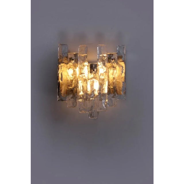 Crystal ice glass wall lamp design by j. T. Kalmar 1960. beautiful and elegant modern brass wall lamp or sconce,...