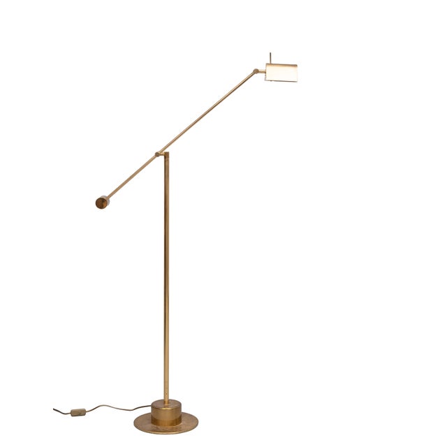 Mid-Century Modern Brass Counter Balance Floor Lamp from Hillebrand Lighting, Germany, 1980s For Sale - Image 3 of 12