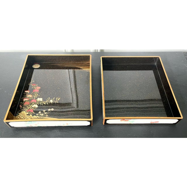 Rare Japanese Lacquer Writing Box Suzuribako Meiji Period For Sale - Image 9 of 18