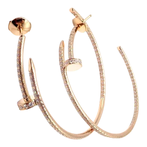 Cartier Juste un Clou 18k Rose Gold Diamond Nail Hoop Earrings Paper