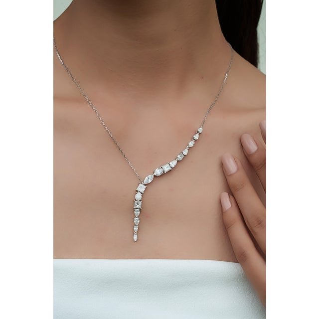 Not Yet Made - Made To Order Luxurious 5.54 Carat Diamond Y-Drop Necklace in 14k White Gold 17 Inches For Sale - Image 5 of 14