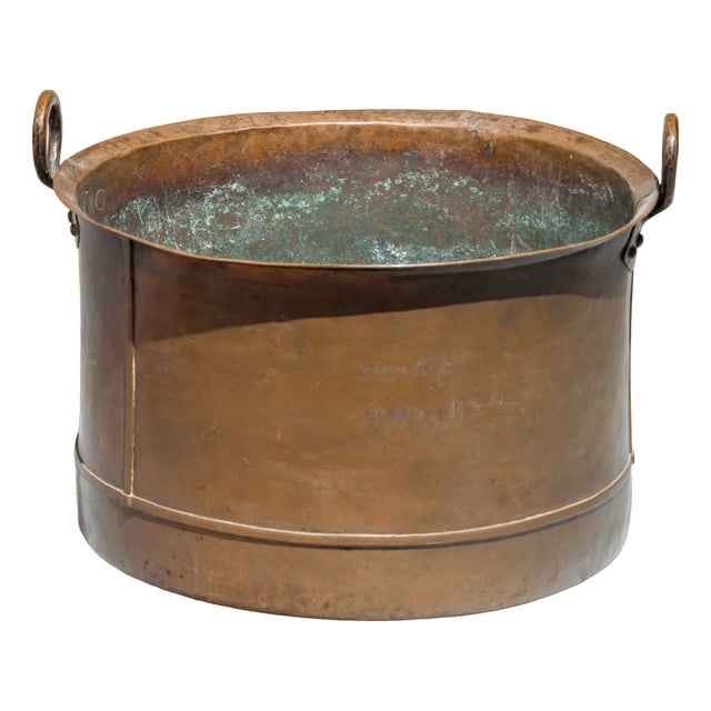 Large Spanish Antique Copper Cauldron For Sale