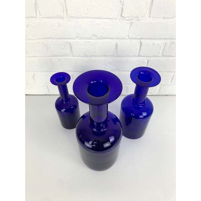 Glass Vintage Cobalt Blue Floor Vases by Otto Brauer for Holmegaard, Denmark, 1960s, Set of 3 For Sale - Image 7 of 9