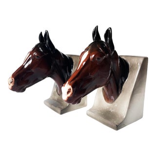 French Racing Horse Bookends With Handwritten Winners on Bottom For Sale