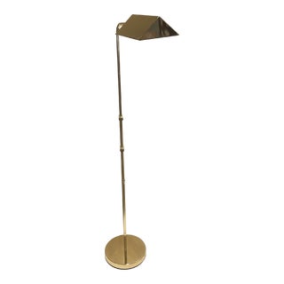 Vintage Gold Finish Library Task Floor Lamp Adjustable Hight For Sale