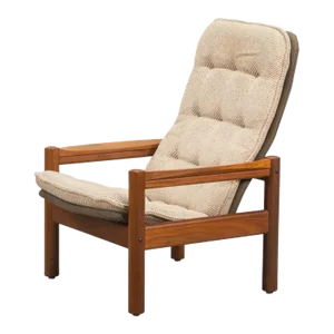 1970s Vintage Danish Teak High-Back Lounge Chair by Domino Mobler