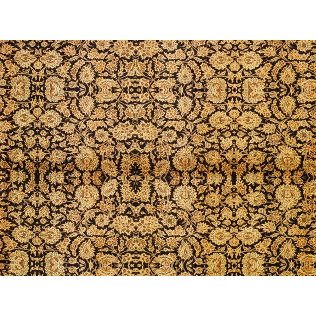 Textile Rare Finely Woven Persian Silk Qum, Handmade Oriental Rug, Gold and Black For Sale - Image 7 of 13