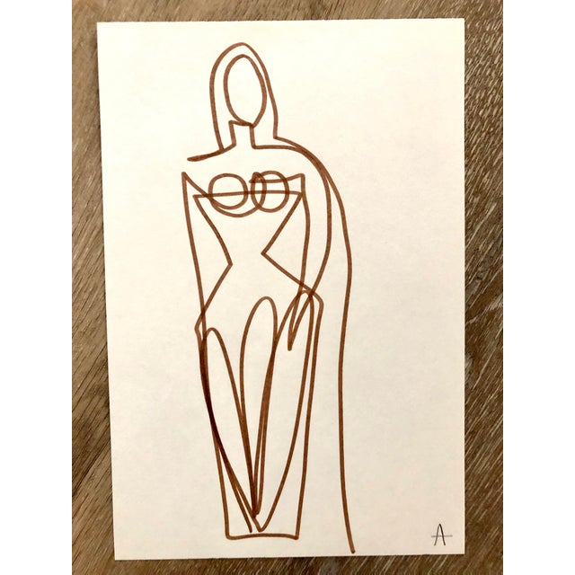 Contemporary Pair of Abstract Figurative Ink Drawings by CL Auker For Sale - Image 3 of 6