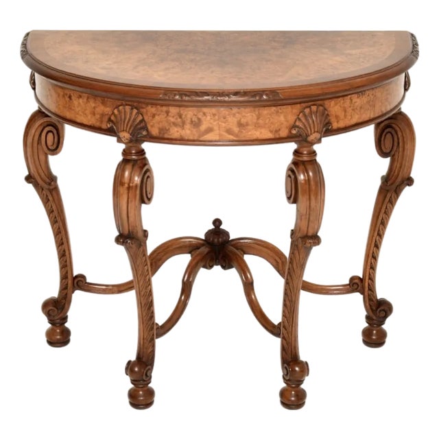 Antique Burr Walnut Console Table from Maple and Co, 1890s For Sale