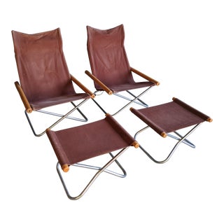 Takeshi Nii for Trend Pacific “ny” Folding Chairs & Ottomans, Set of 4 For Sale