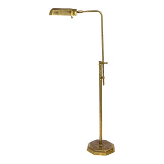 Mid 20th Century Heavy Adjustable Brass Pharmacy Floor Lamp For Sale