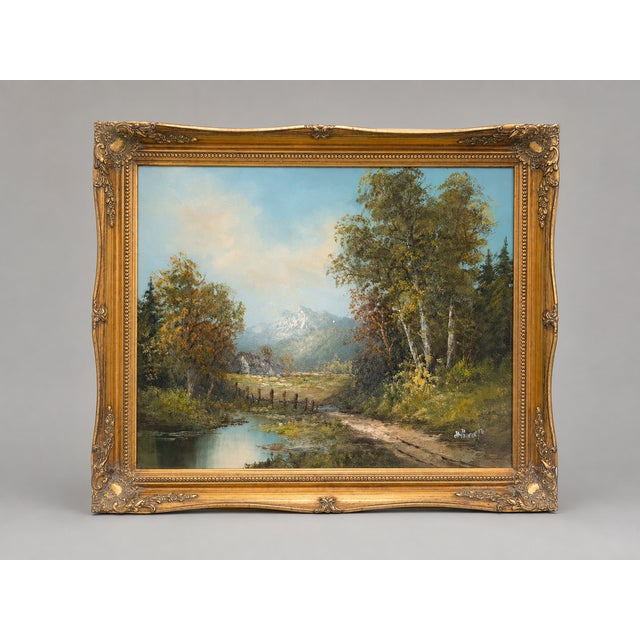 Mid 20th Century Horvath Signed Alpine Mountain Landscape Oil Painting For Sale - Image 4 of 4