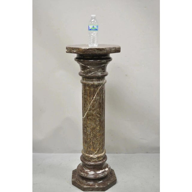 Vintage Italian Empire Style Purple Brown Marble Column Pedestal Plant Stand For Sale - Image 12 of 12