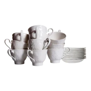 Burgess & Leigh English Ironstone Footed Teacups & Saucers Set/9