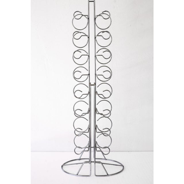 Mid-Century Modern Vintage Postmodern Stainless Steel 16-Bottle Wine Rack Tower For Sale - Image 3 of 12
